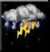 Nearby thunderstorm, Mostly cloudy