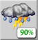 Wednesday: Showers and thunderstorms before 5pm, then a slight chance of rain. Mostly cloudy, with a high near 56. West southwest wind around 7 mph. Chance of precipitation is 90%. New rainfall amounts between a tenth and quarter of an inch possible. Wednesday: Showers And Thunderstorms